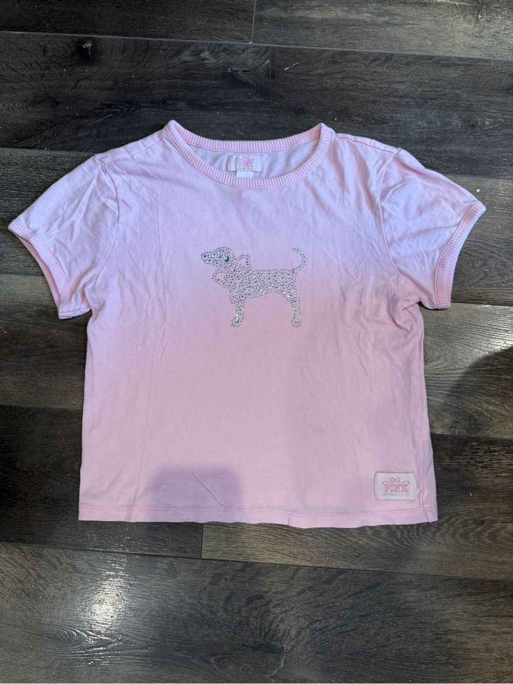PINK x Loveshack Fancy Pink Logo Rhinestone Dog T-Shirt